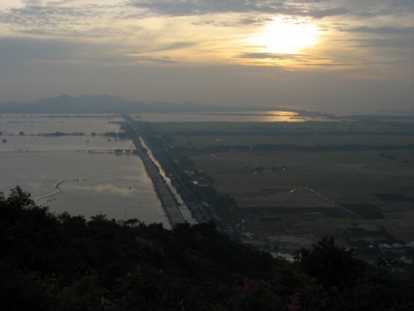 Sunset across rice fields of Chau Doc