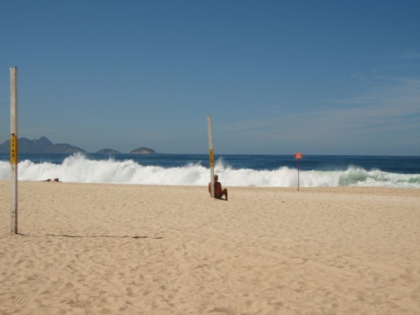 Huge waves from the Atlantic on Copacabana beach