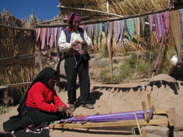 Local artists at work on Isla Taquile