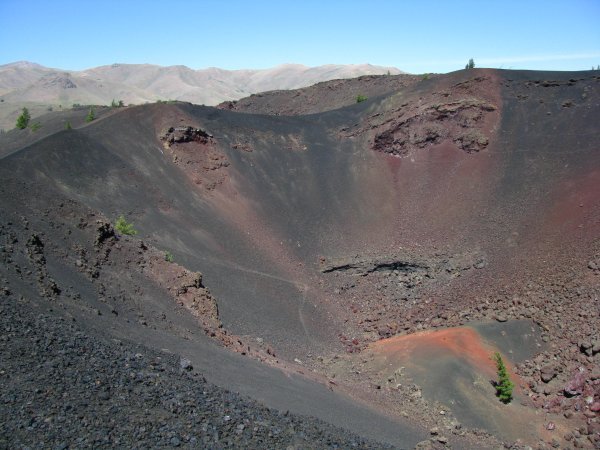 Looking down into the crater of one of the volcanoes