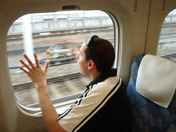 Dan was rather excited to be on the bullet train!