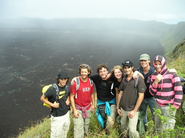 Moi with the Italian Stallions and the Israeli boys at the Volcano on Isabela 
