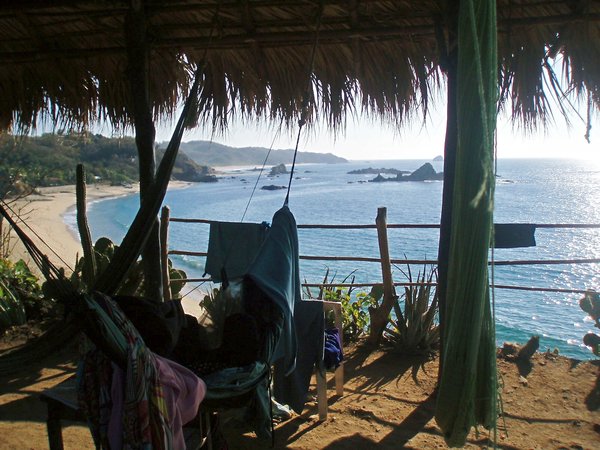 Our hammocks overlooking the beach in Mizunte 
