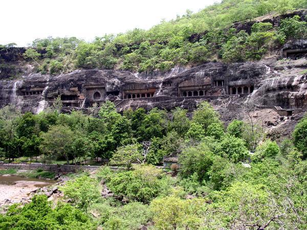 Ajanta - scenery with caves