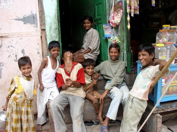 It's all laughing and smiles with these local kids, Bundi