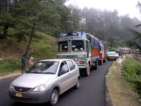 Traffic along the road to Kashmir