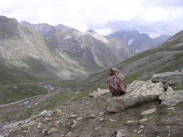 Contemplating the gorgeous scenery, Yatra Amarnath Cave