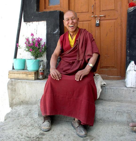 This friendly monk invited me to a cup of tea, Deskit Gompa