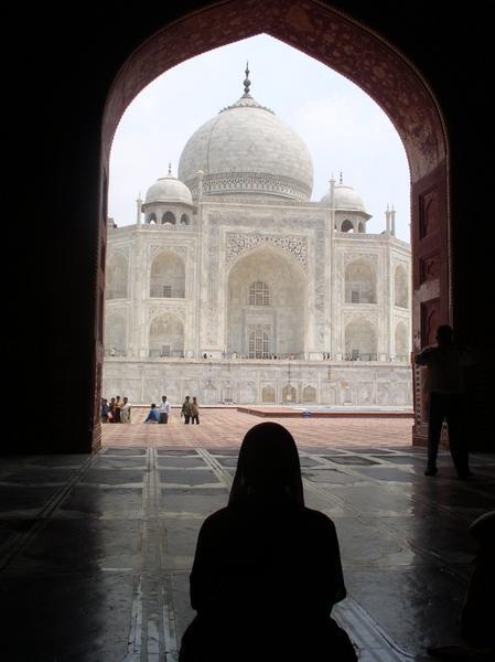 Anna contemplates the beauty of the Taj Mahal, Agra