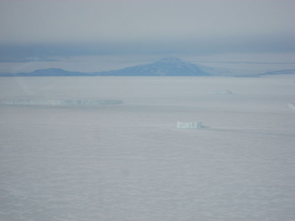 Chunks of the B-15 iceberg trapped in the frozen sea