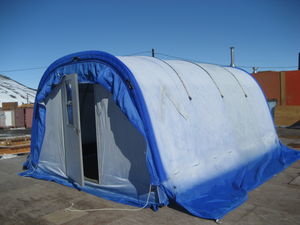 A Polarhaven after spending a few years in the field... it used to be the royal blue before solar radiation took its tole