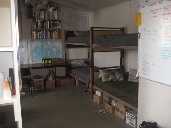 The bunks inside the hut