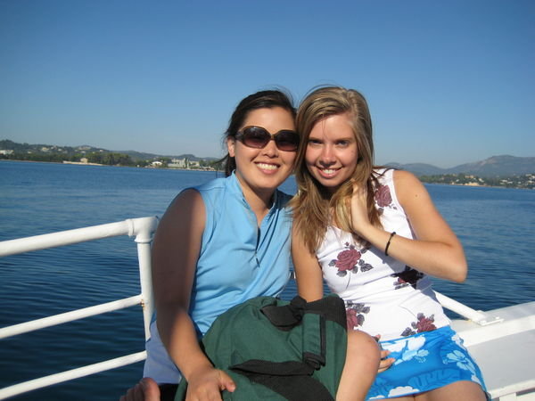 Me and travel buddy on boat ride