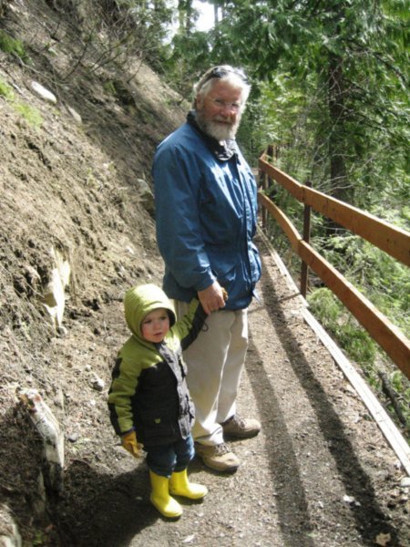 Elwyn and Al on the Kaslo River trail APRIL 2008 252