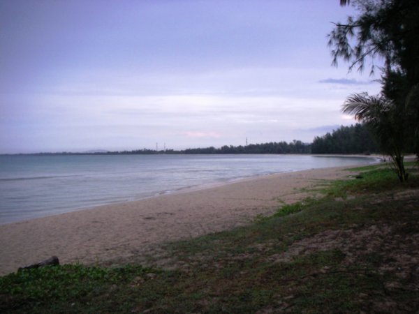 lovely long stretch of beach at Cherating - and the very warm South China Sea