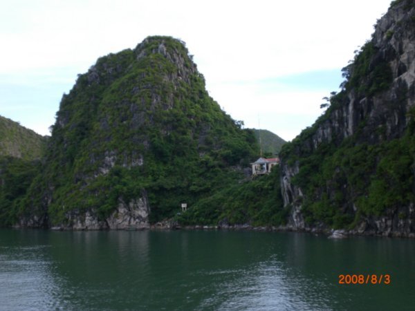 Halong Bay and the dramatic limestone cliffs