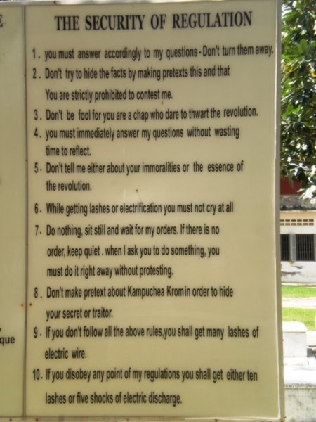 Khmer Rouge regulations at the prison