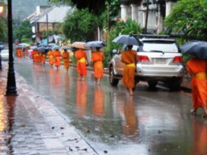 a rainy day for alms giving
