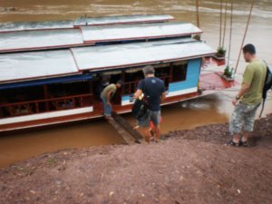 boarding the Mekong riverboat