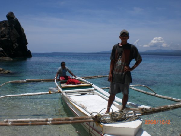 Apo - our pumpboat transport from Malatapay on Negros Oriental and our 2 trusty boats guys