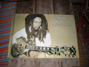 listening to Bob Marley at the Bamboo Grill in Sagada - He is everywhere we go
