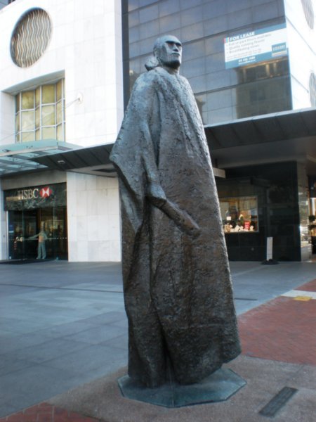Maori figure in a Kaitaka Cloak sculptured by Molly McAllister