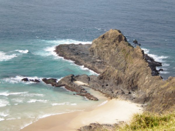 Cape Reinga and the Tasman Sea and Pacific Ocean waters mix