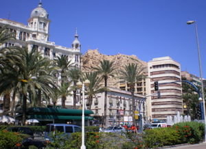 Part of Alicante with Castillo in the backgroun