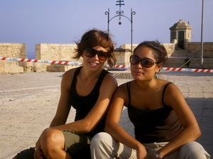 Kat and I sitting on a loaded cannon : )