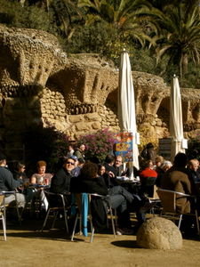 Parque Guell and typical outdoor dining in Spain