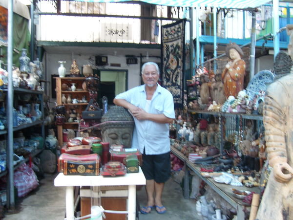 Lovely local man and his shop at Stanley Market
