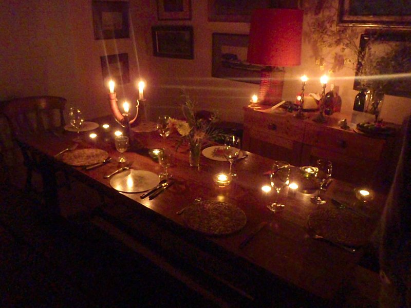 Our impromptu candle-lit dinner