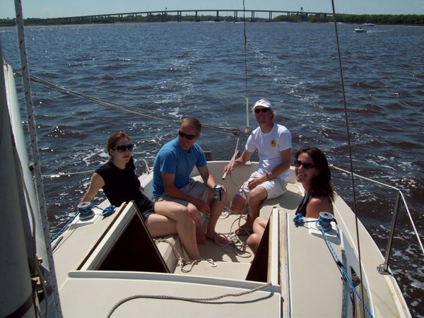 Christie, Pat, Christopher and Kathy taking in the serenity of sailing