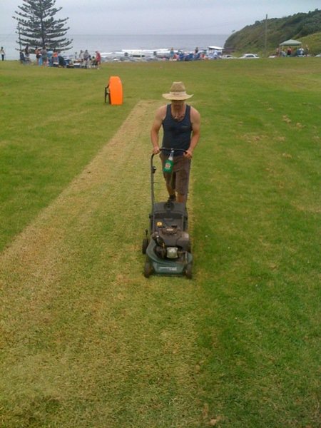 Liam doing the groundkeeping duties