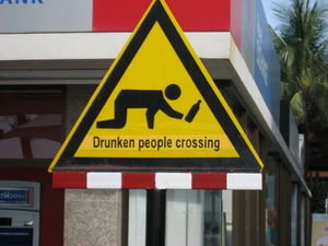 Drunken people crossing..