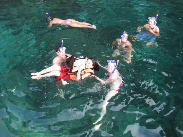 Snorkelling and teaching Jen to swim..