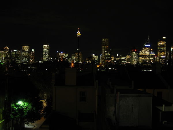 Sydney skyline from the hostel roof