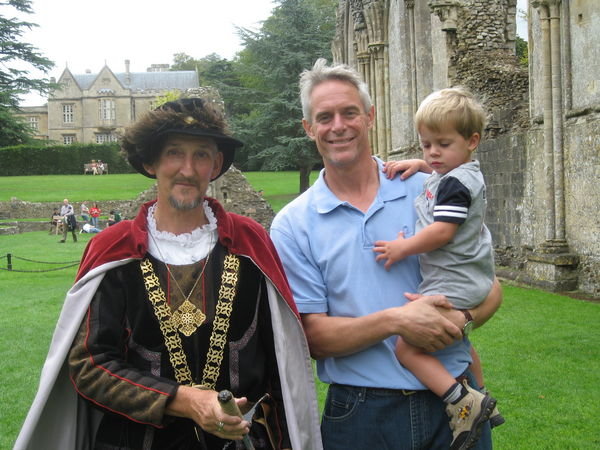 Barry, Braden and a new friend at the Glastonbury Abbey