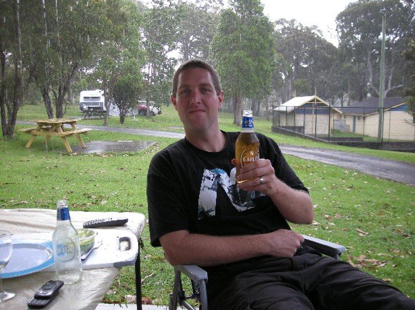 Beer tastes good even in the rain