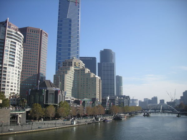View of Southbank area across the Yarra River in Melbourne