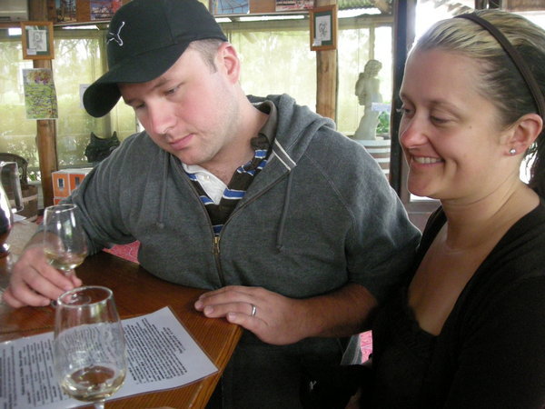 Shawn and Di, concentrating on their wine tasting