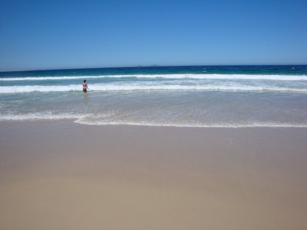Me in the water at Bennetts Beach