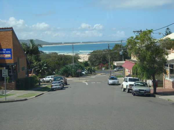 View from the town of Crescent Head towards the water