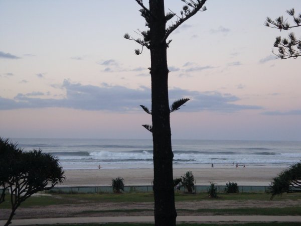 View from dinner towards the big waves in Coolangatta that day