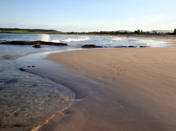 The beach at the caravan park in Shellharbour