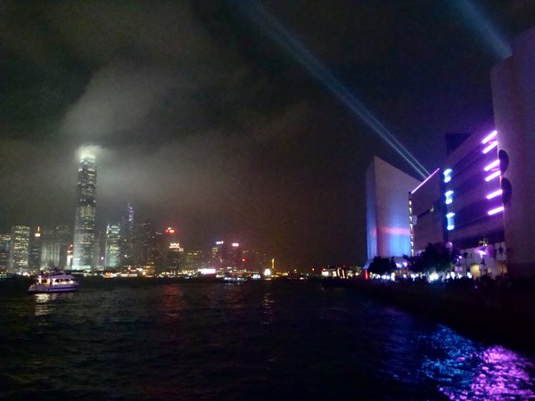 The nightly light show in Hong Kong