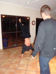 And then the handstand competiton started. Elijah won. But good effort by all. 