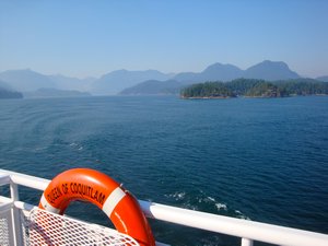 View up the Howe Sound on the ferry on the way back to Vancouver (a bit hazy from some of the fires burning)