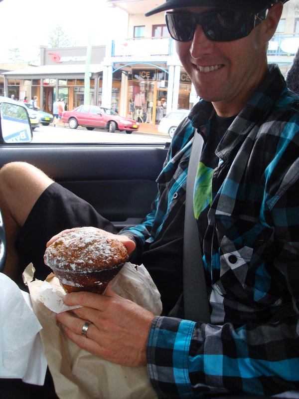 Brett enjoying a small muffin from Twisted Sista. Best Muffins Ever! 