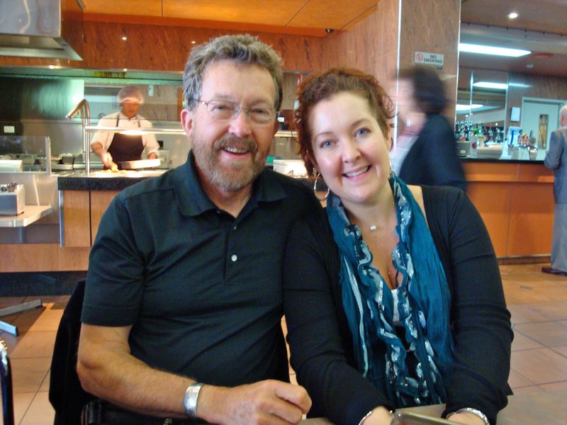 Brett's dad Mike and his sister Megan at lunch at the RSL club